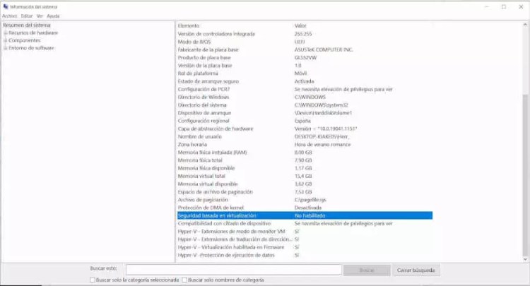 Información Sistema Desactivar VBS